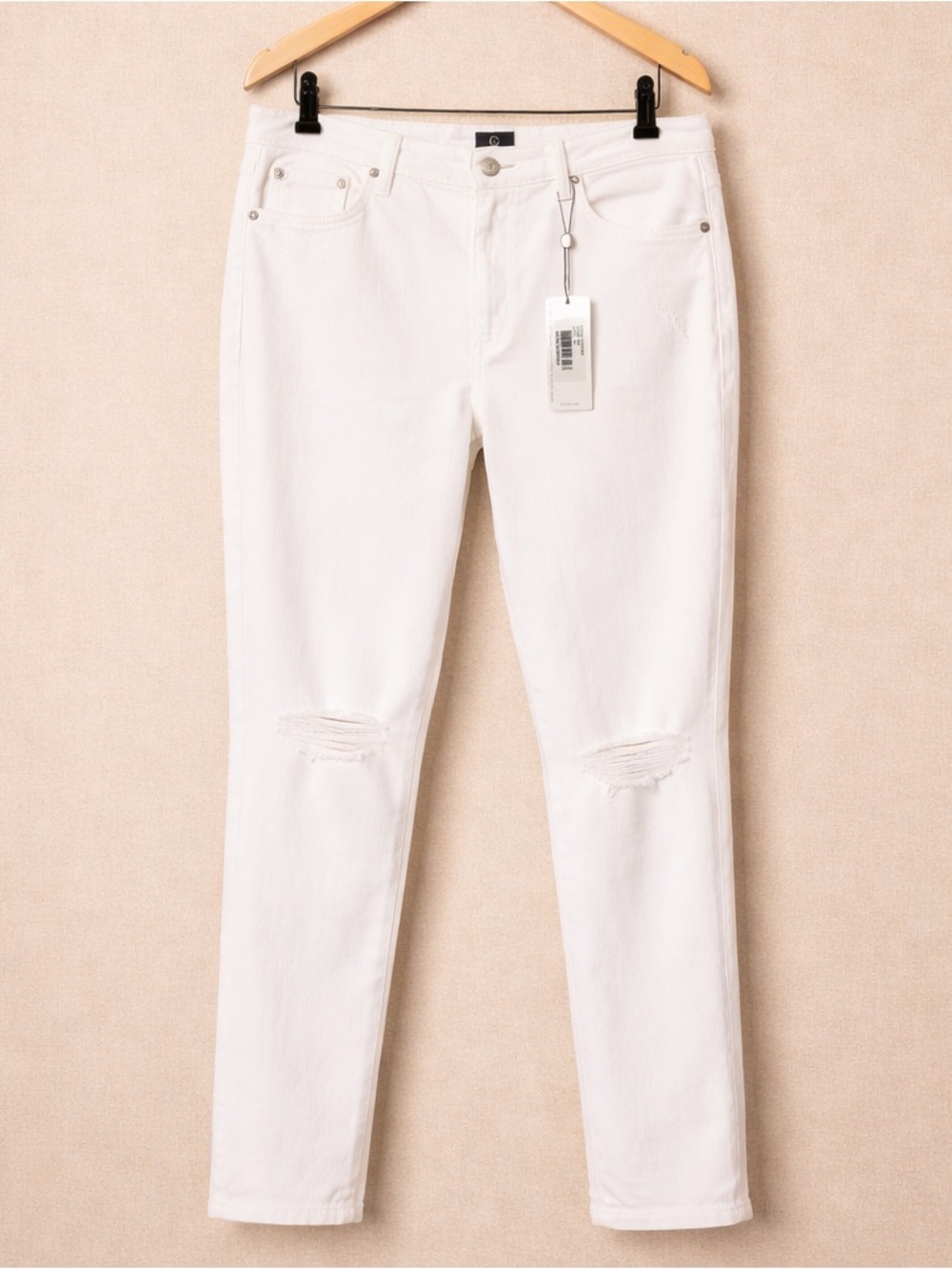 AG THE MILA ANKLE White Skinny Jeans High Rise Distressed Ankle 30